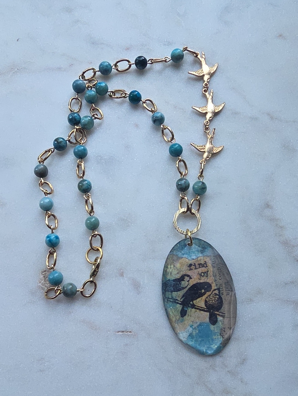 Handmade  Vintage Bird Pendant Necklace